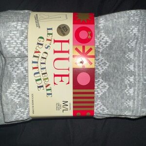 HUE Gray Patterned Leggings Fleece Lined
